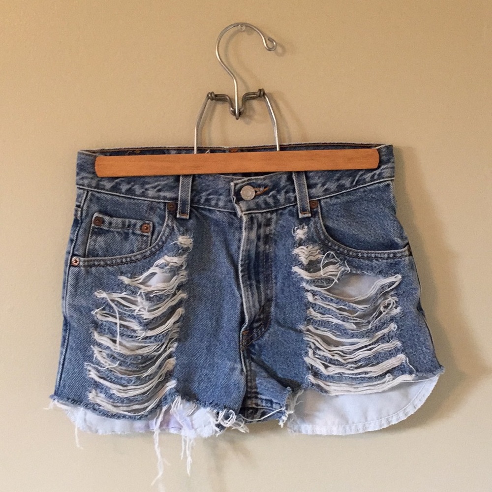 Levi's distressed denim jean cut off shorts